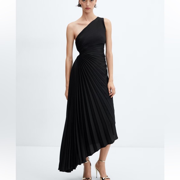 Mango Dresses & Skirts - MANGO One-Shoulder Side Cutout Pleated Midi Dress size 6